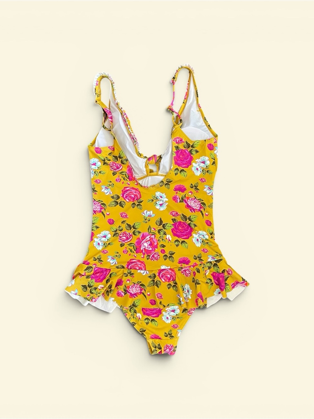 #164, Betsy Johnson Floral Ruffle One-Piece Swimsuit - Yellow, size M - Picture 2 of 3